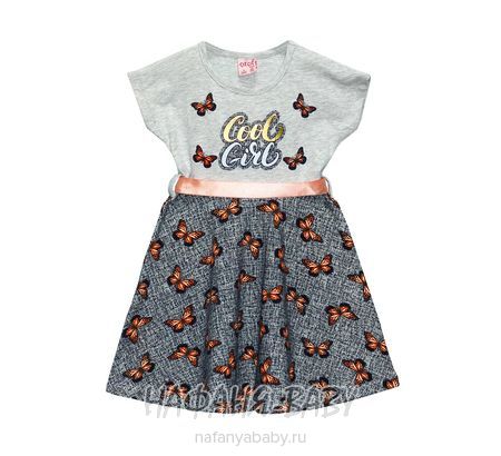 Детское платье, артикул 4132 Cit Cit арт: 4132, цвет серый меланж с персиковым, оптом Турция