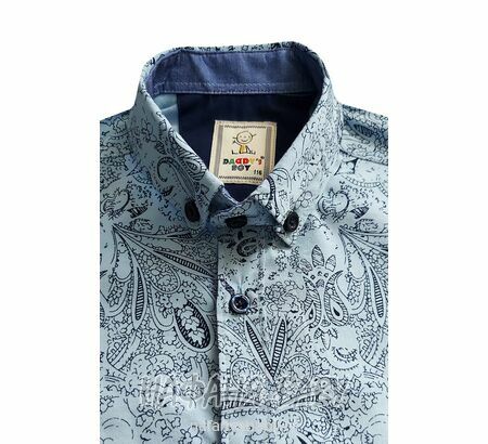 Рубашка с длинным рукавом DADDY BOY арт: 1071, 5-9 лет, цвет серо-голубой, оптом Турция