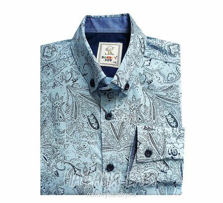 Рубашка с длинным рукавом DADDY BOY арт: 1071, 5-9 лет, цвет серо-голубой, оптом Турция