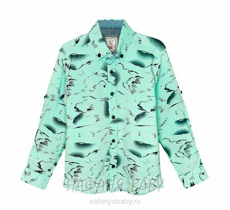 Рубашка с длинным рукавом DADDY BOY арт: 1073, 5-9 лет, цвет св.бирюзовый, оптом Турция