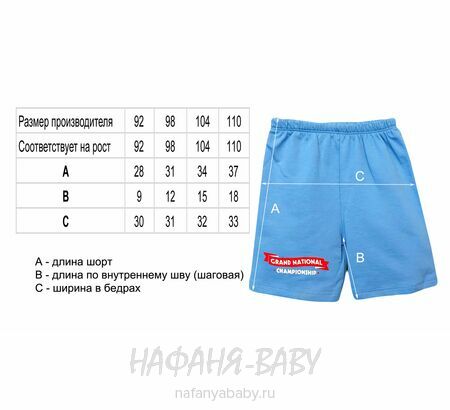 Детский костюм (футболка+шорты) SALLY арт: 1094, 5-9 лет, 1-4 года, цвет белый с голубым, оптом Турция