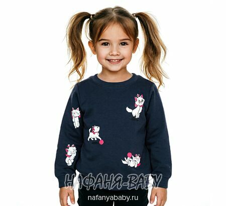 Детский утепленный свитшот ROYA Турция для девочки арт: 11052, 1-4 года, оптом, цвет темно-синий