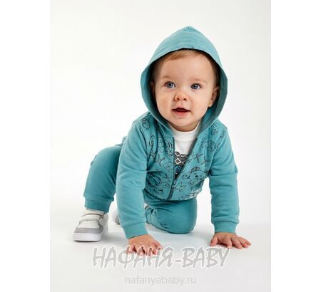 Детский костюм 3 в1 Happy Baby арт. 12021 от 6 до 18 мес, цвет дымчатый хаки, оптом Турция