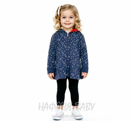 Детская толстовка - худи с капюшоном BARMY арт.1268 для девочки от 2 до 6 лет, цвет темно-синий, оптом Турция