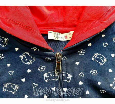 Детская толстовка - худи с капюшоном BARMY арт.1268 для девочки от 2 до 6 лет, цвет темно-синий, оптом Турция