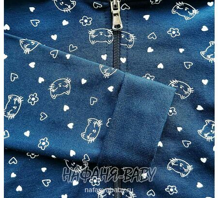 Детская толстовка - худи с капюшоном BARMY арт.1268 для девочки от 2 до 6 лет, цвет темно-синий, оптом Турция