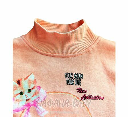 Детский свитшот для девочки футер с начесом Con-Con (Турция) арт: 1897 от 2 до 5 лет, купить оптом, цвет персиковый