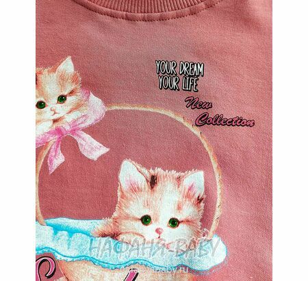 Утепленный свитшот Con-Con арт: 1897 от 2 до 5 лет, цвет чайная роза, оптом Турция