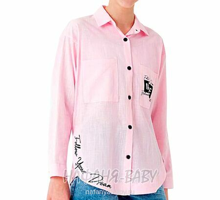 Модная летняя рубашка ANGELOS арт: 1968, 5-9 лет, 10-15 лет, цвет розовый, оптом Турция