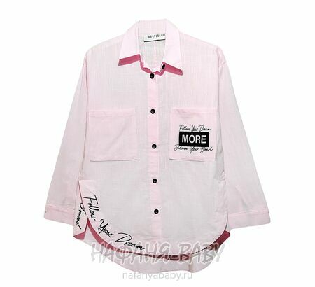 Модная летняя рубашка ANGELOS арт: 1968, 5-9 лет, 10-15 лет, цвет розовый, оптом Турция
