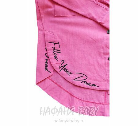 Модная летняя рубашка ANGELOS арт: 1968, 5-9 лет, 10-15 лет, цвет сиренево-розовый, оптом Турция