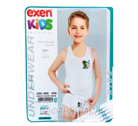 Детский комплект(майка+трусы) EXEN Kids арт: 2000-6, 5-9 лет, цвет белый, оптом Турция