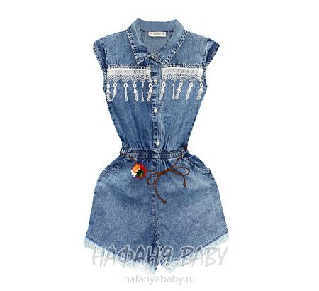 Джинсовый комбинезон-шорты Hayalim, купить в интернет магазине Нафаня. арт: 2043 цвет синий с белым оформлением