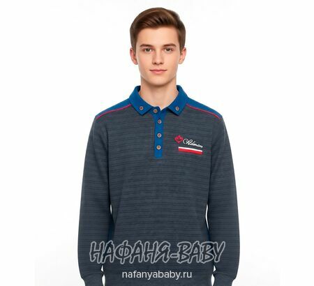 Утепленная рубашка-поло MODIMA арт: 3050, 5-9 лет, 10-15 лет, цвет темно-серый с синим, оптом Турция