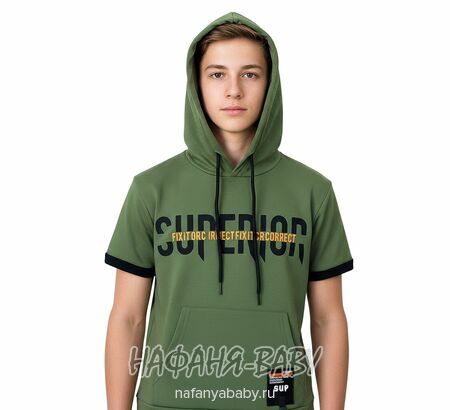 Футболка с капюшоном ALG, купить в интернет магазине Нафаня. арт: 322754, цвет дымчато-зеленый хаки