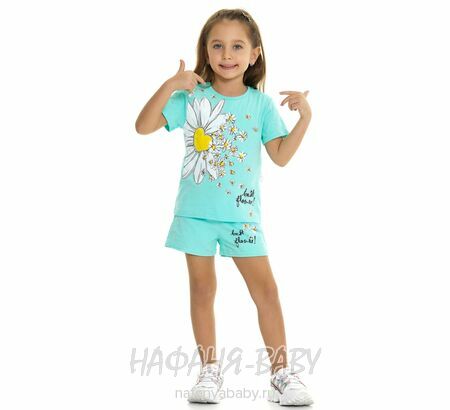 Детский костюм (футболка + шорты) RAVZA арт: 36106, 3-6 лет, цвет аквамариновый, оптом Турция