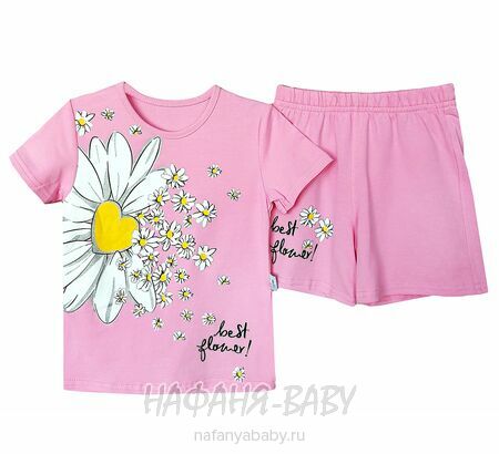 Детский костюм (футболка + шорты) RAVZA арт: 36106, 3-6 лет, цвет розовый, оптом Турция