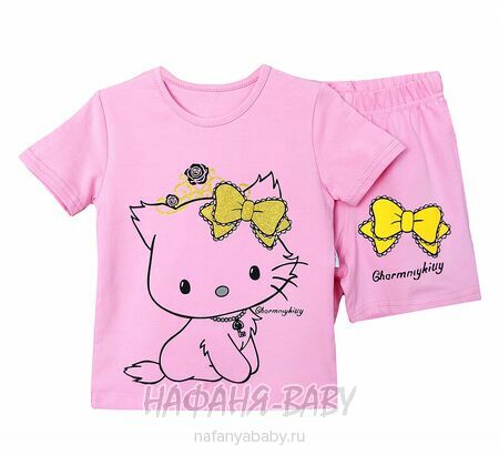 Детский костюм (футболка + шорты) RAVZA арт: 36113, 3-6 лет, цвет розовый, оптом Турция