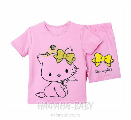 Детский костюм (футболка + шорты) RAVZA арт: 36113, 3-6 лет, цвет розовый, оптом Турция