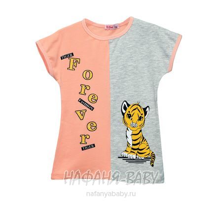 Детская футболка с принтом LILY Kids арт: 3611, 5-9 лет, цвет персиковый, оптом Турция