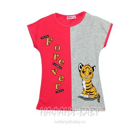 Детская футболка с принтом LILY Kids арт: 3611, 5-9 лет, цвет коралловый, оптом Турция