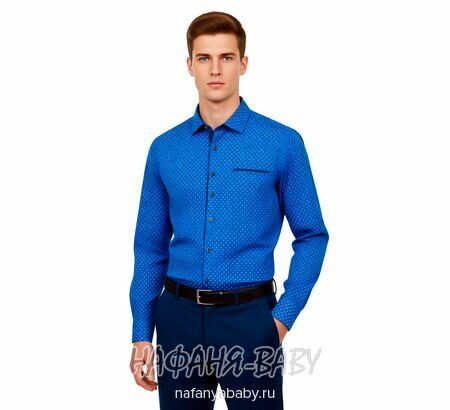 Подростковая рубашка NORMANI, арт: 411-3, цвет темно-синий с синим