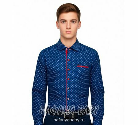 Подростковая рубашка NORMANI арт: 411-3, 5-9 лет, 10-15 лет, цвет темно-синий с бордовым, оптом Турция