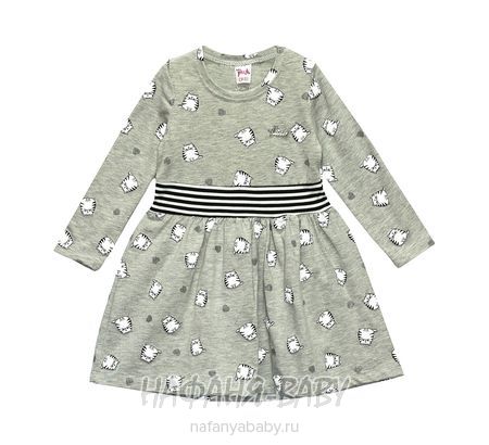 Детское трикотажное платье PINK арт: 4320, 5-9 лет, 1-4 года, цвет серый меланж, оптом Турция
