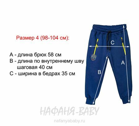 Трикотажные брюки с начесом ILDES арт: 4936, поштучно, цвет темно-синий