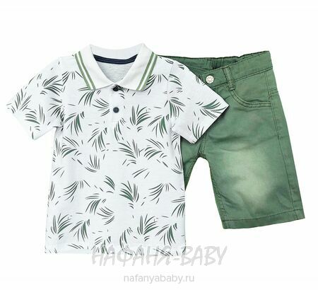 Детский костюм (поло + шорты) YTM арт. 510 от 1 до 4 лет, цвет белый с хаки, оптом Турция
