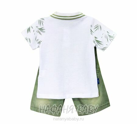 Детский костюм (поло + шорты) YTM арт. 510 от 1 до 4 лет, цвет белый с хаки, оптом Турция