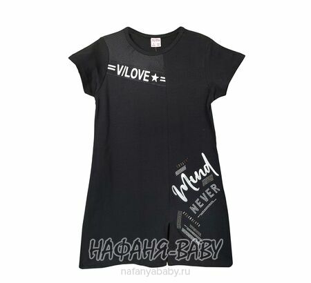 Туника с вставкой из сеточки LILY Kids арт: 5159, 10-15 лет, 5-9 лет, цвет черный, оптом Турция