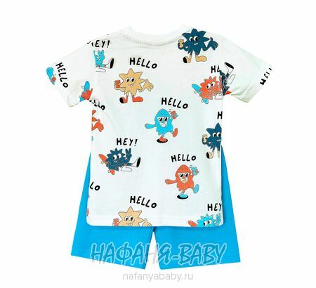 Детский костюм (футболка + шорты) MIXIMA арт. 5171 от 3 до 6 лет, цвет белый с голубым, оптом Турция