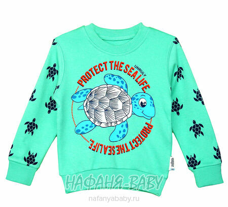 Свитшот ЧЕРЕПАХА UNRULY арт: 5816 для мальчика 2-5 лет, цвет бирюзовый, оптом Турция
