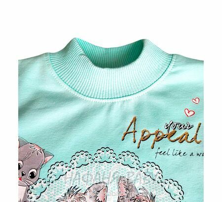 Водолазка с легким начесом КОТЯТА NARMINI арт: 5831, 1-4 года, цвет аквамариновый, оптом Турция