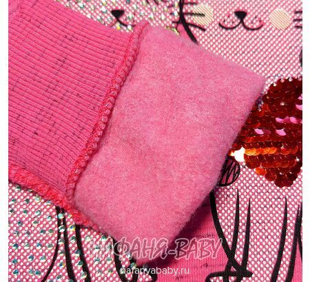 Детский утепленный свитшот футер 3-нитка начес Турция арт: 5919, 3-4 года, цвет розовый меланж