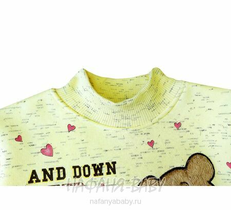 Толстовка с меховой аппликацией МИШКА NARMINI арт: 5941, 1-4 года, цвет желтый меланж, оптом Турция