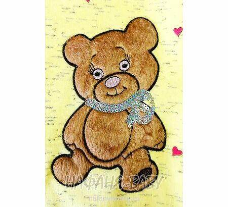 Толстовка с меховой аппликацией МИШКА NARMINI арт: 5941, 1-4 года, цвет желтый меланж, оптом Турция