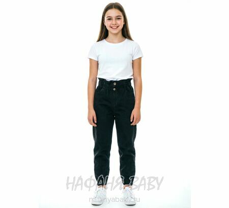 Джинсы подростковые ELEYSA Jeans арт: 6102 для девочки 13-16 лет, цвет черный, оптом Турция