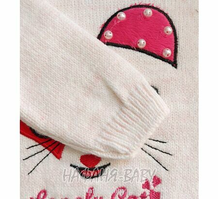 Детский вязаный джемпер WII BERY, купить в интернет магазине Нафаня. арт: 6100 цвет молочный с розовым оттенком