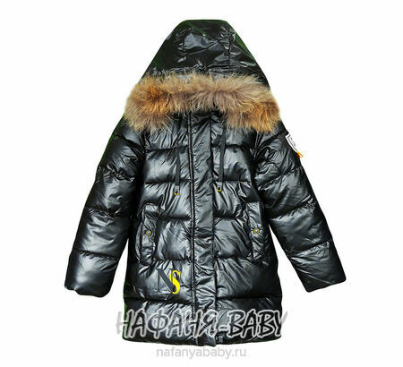 Зимняя удлиненная куртка  YIKAI арт: 622, 5-9 лет, цвет черный, оптом Китай (Пекин)