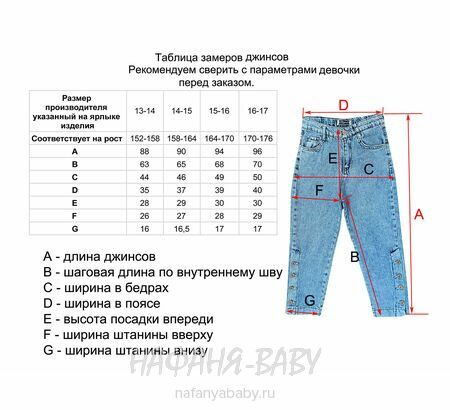 Джинсы слоучи ELEYSA Jeans арт. 63472, 13-16 лет для девочки купить оптом | 100% хлопок, широкие джинсы из Турции , цвет синий