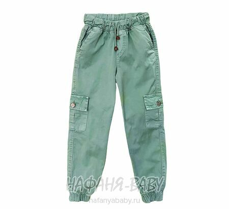 Подростковые летние брюки TATI Jeans арт: 6488, 8-12 лет, цвет дымчато-зеленый хаки, оптом Турция