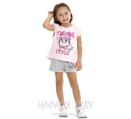 Костюм (футболка + шорты)  PF арт: 6593, 1-4 года, 5-9 лет, цвет розовый, оптом Турция