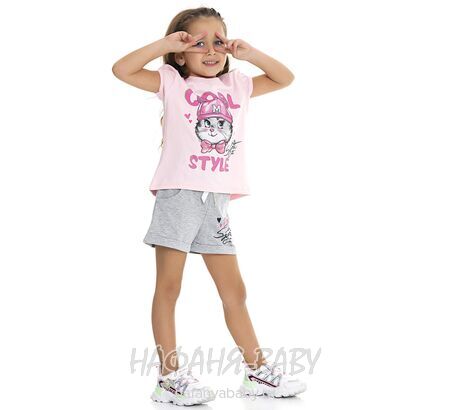 Костюм (футболка + шорты)  PF арт: 6593, 1-4 года, 5-9 лет, цвет розовый, оптом Турция