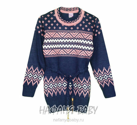 Вязаный джемпер - туника SEREN gul арт: 7031, 5-9 лет, 10-15 лет, цвет сине-серый, оптом Турция