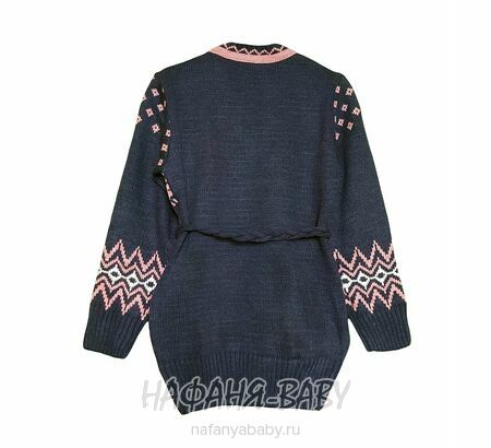 Вязаный джемпер - туника SEREN gul арт: 7031, 5-9 лет, 10-15 лет, цвет сине-серый, оптом Турция