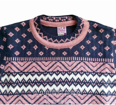 Вязаный джемпер - туника SEREN gul арт: 7031, 5-9 лет, 10-15 лет, цвет сине-серый, оптом Турция