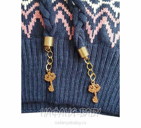 Вязаный джемпер - туника SEREN gul арт: 7031, 5-9 лет, 10-15 лет, цвет сине-серый, оптом Турция