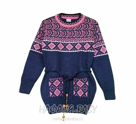 Вязаный джемпер - туника SEREN gul арт: 7033, 5-9 лет, 10-15 лет, цвет темно-синий, оптом Турция